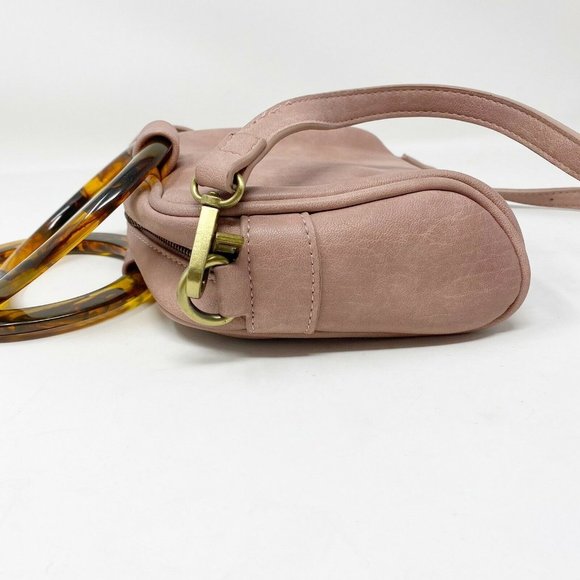ANTHROPOLOGIE blush pink lucite handle VEGAN bag - Picture 5 of 9